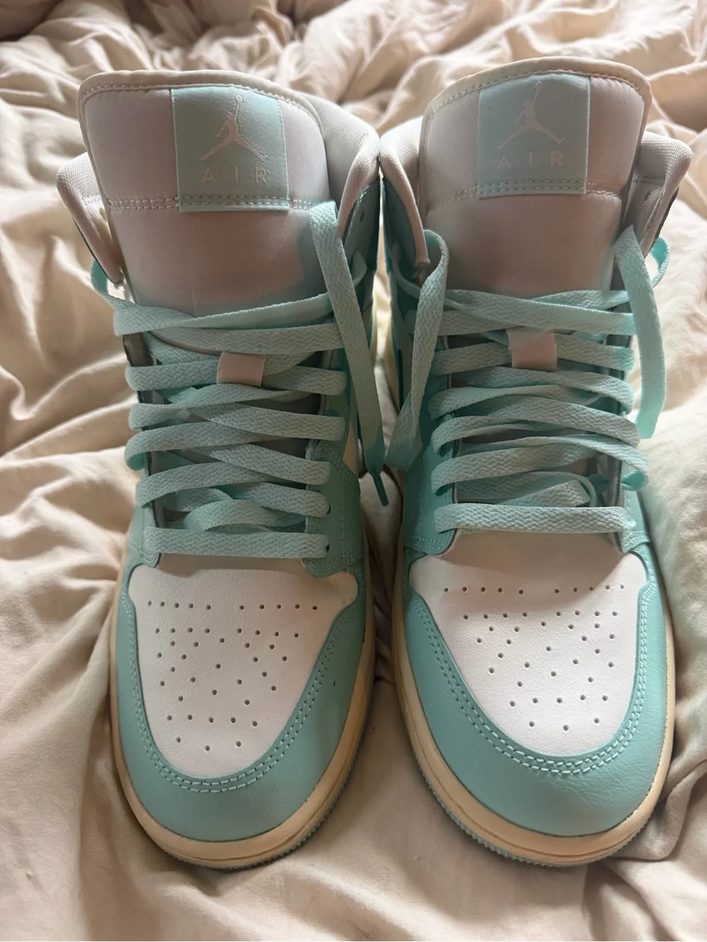 Nike Air Jordan High Top Sneakers in Mint Green & White